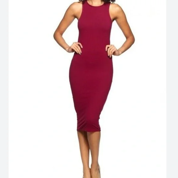NEW! ROMEO & JULIET COUTURE Berry Colored Women’s SM Ribbed Sleeveless Bodycon - Picture 2 of 11